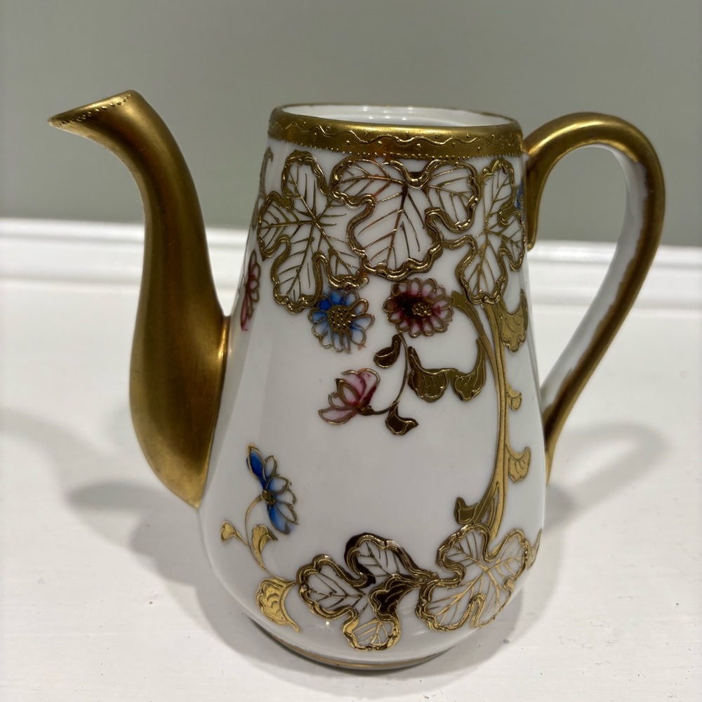 Antigua Japanese Nippon Handpainted Gold /Floral Teapot